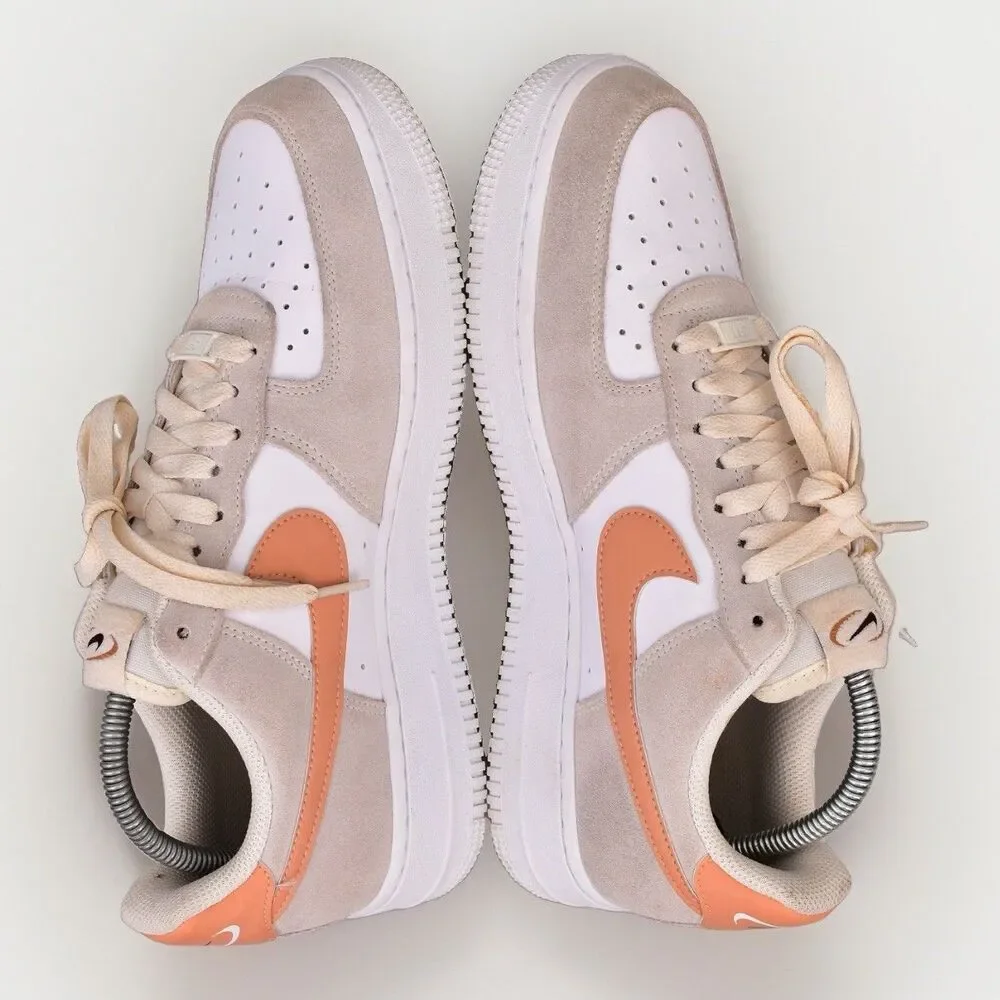 Nike Air Force 1 '07 Sneakers Tennis Shoes Women’s 9.5 White Beige Tan Suede